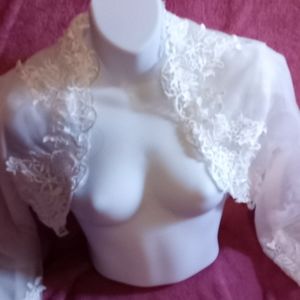 Sheer, cream, Women's 3/4 Sleeve Wrap